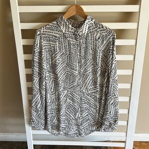 Cabi | Black White Print Split Back Button Down Blouse Style Style 3255 Large